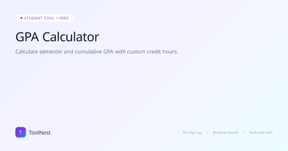 Free GPA Calculator Online — Fast & Secure | ToolNest