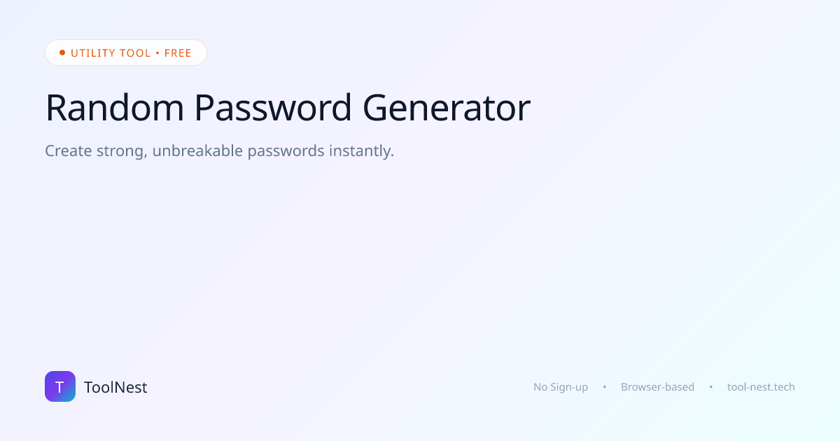 Free Random Password Generator Online — Fast & Secure | ToolNest